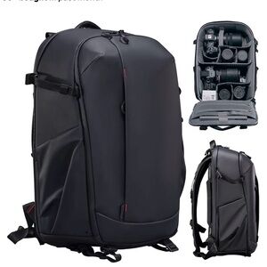 Black Camera Backpack - Professional DSLR Camera Bag
